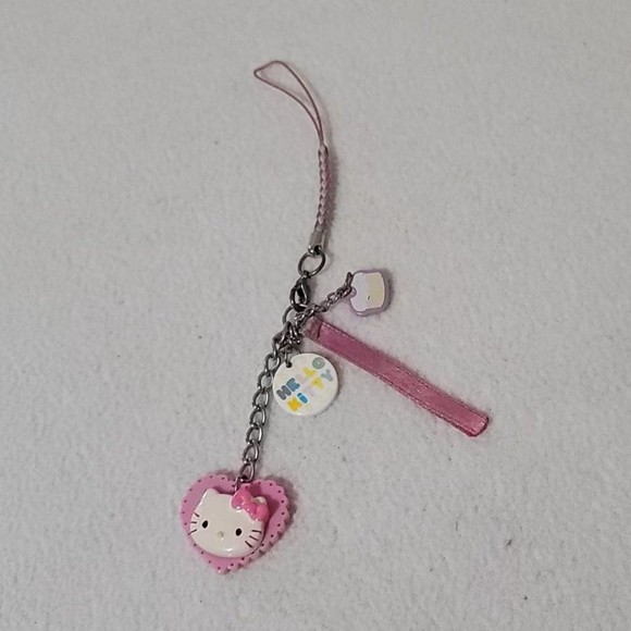 Hello kitty Sanrio pink ribbon heart multi charm phone strap - Picture 2 of 5